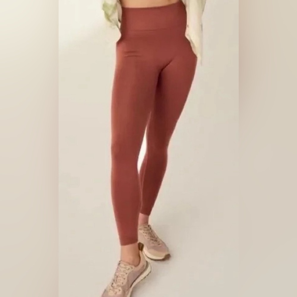 KNIX Good to Go Seamless Leggings Ribbed Waist Cinnamon Brown XL